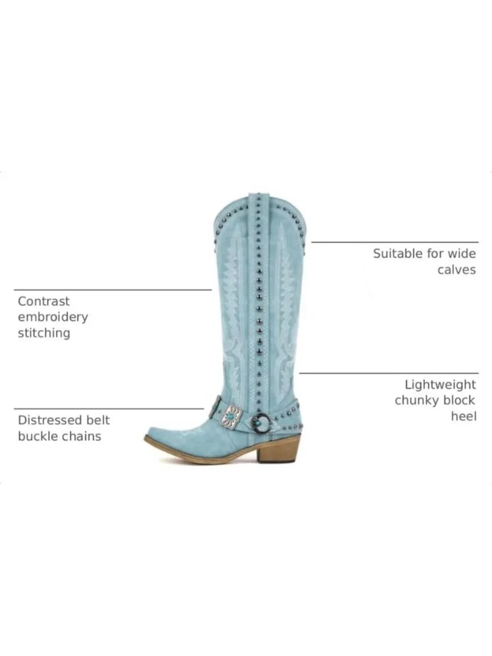 Yolkomo Cowboy Boots for Women Knee High Western Cowgirl Boots with Embroidery